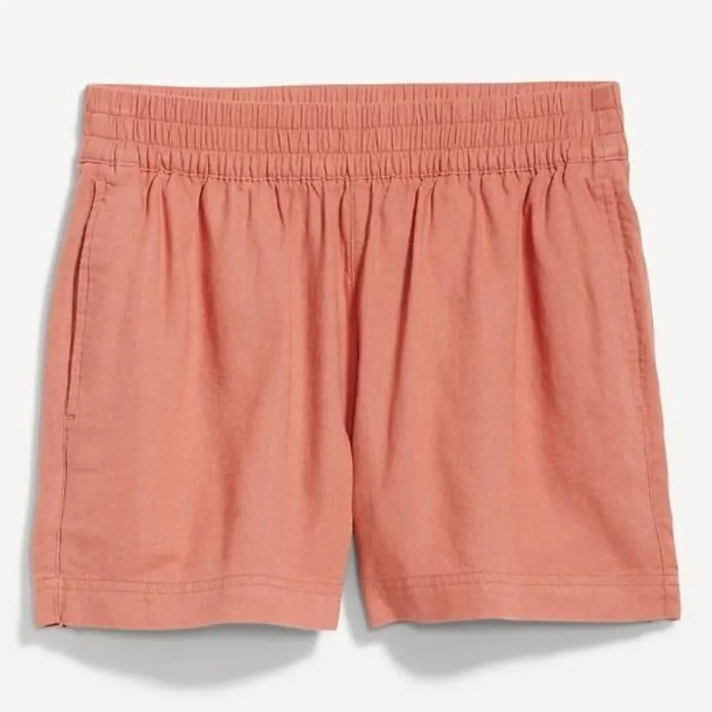 Old Navy High-Waisted Linen-Blend Pull-On Shorts Orange Size Large